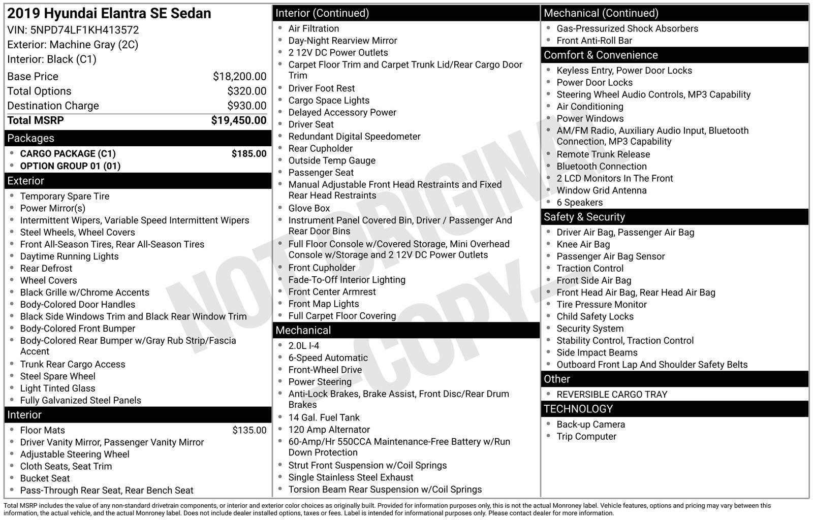 Used 2019 Hyundai Elantra SE w/ Cargo Package FWD image 12