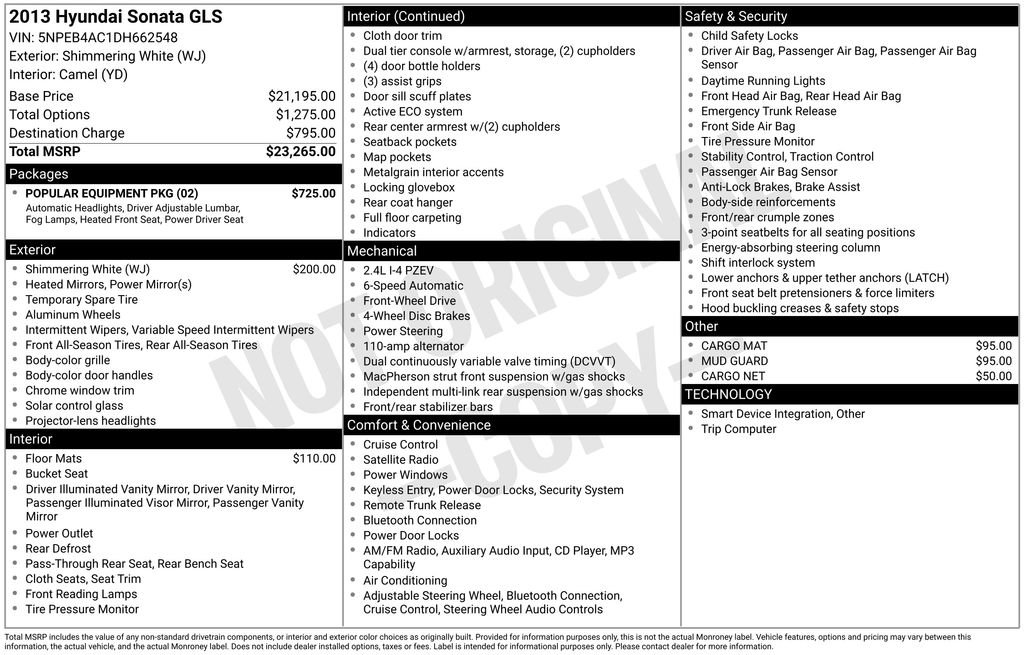 Used 2013 Hyundai Sonata GLS w/ Popular Equipment Pkg image 28