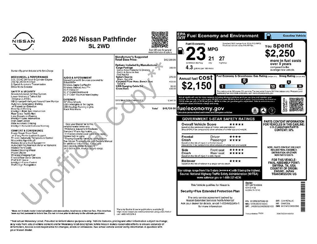 New 2026 Nissan Pathfinder SL w/ Cargo Package FWD image 7