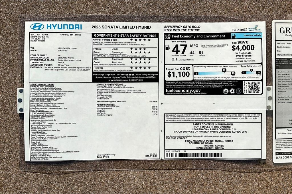 New 2025 Hyundai Sonata Limited image 42