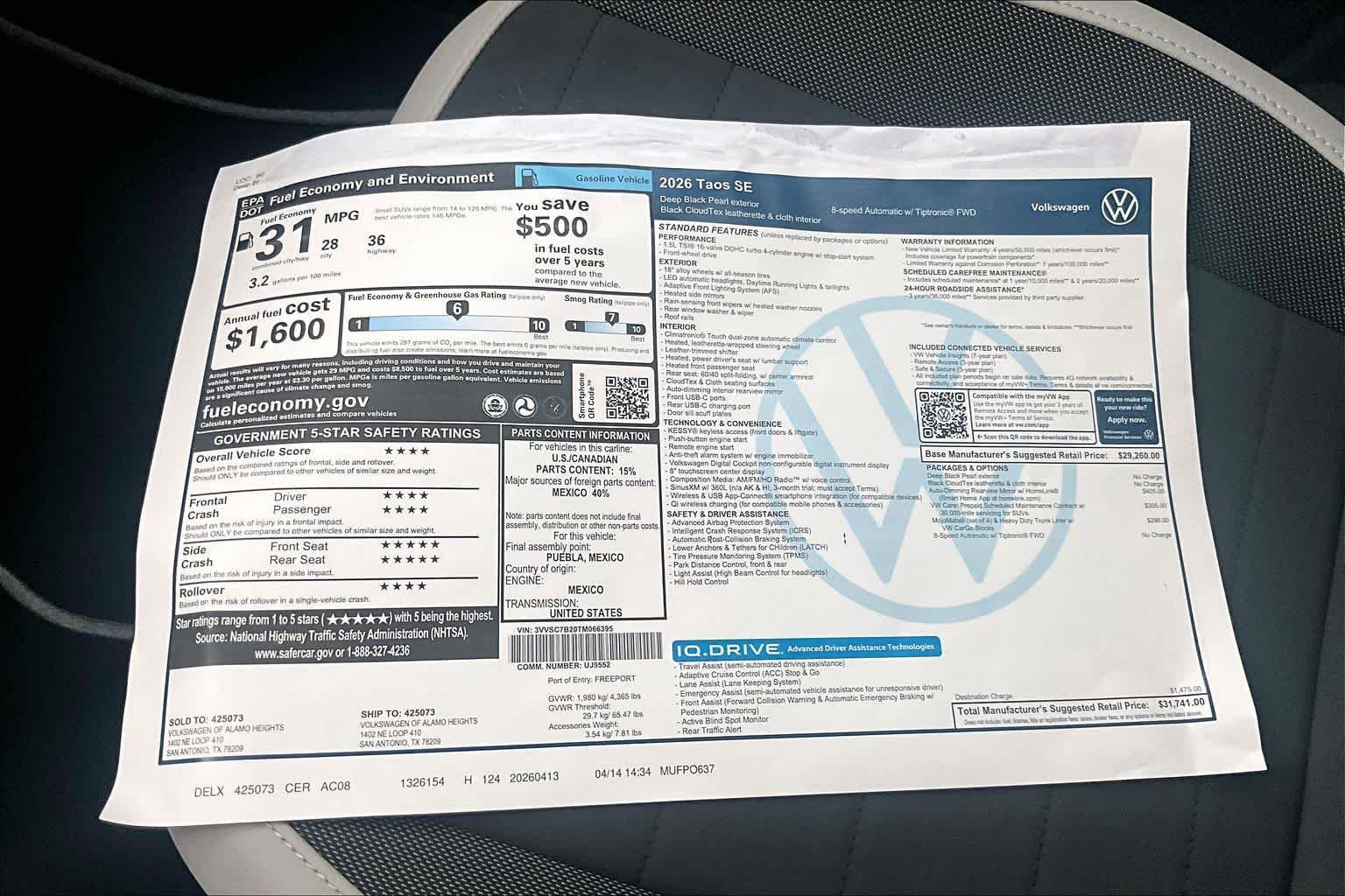 New 2026 Volkswagen Taos SE FWD image 20