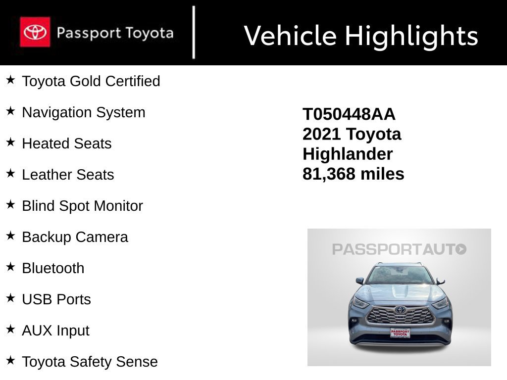 Certified 2021 Toyota Highlander Platinum AWD/4WD image 13