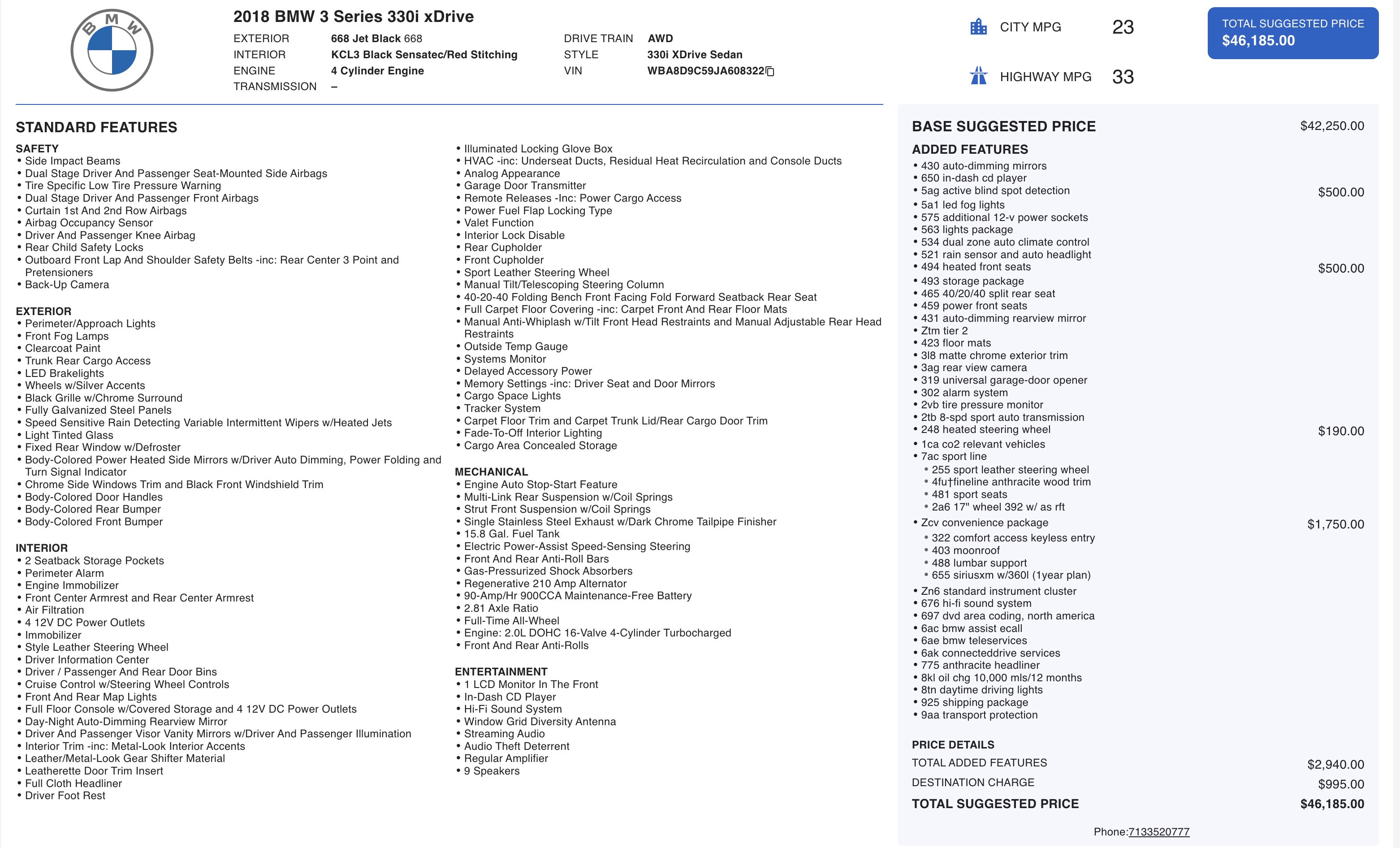 Used 2018 BMW 330i xDrive Sedan w/ Convenience Package image 2