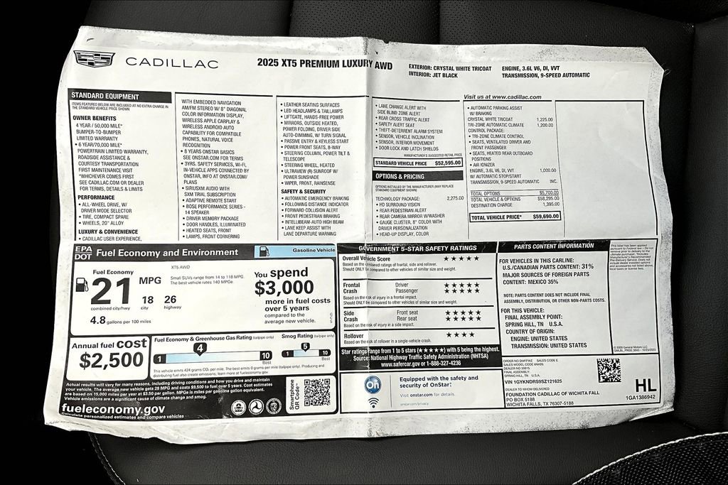 New 2025 Cadillac XT5 Premium Luxury w/ Technology Package AWD/4WD image 13