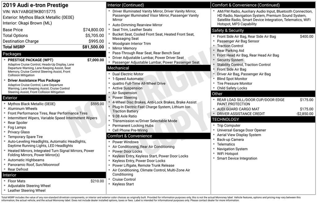 Used 2019 Audi e-tron Prestige w/ Prestige Package AWD/4WD image 7