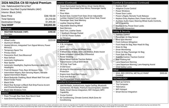 New 2026 MAZDA CX-50 AWD 2.5 Hybrid w/ Weather Package image 5