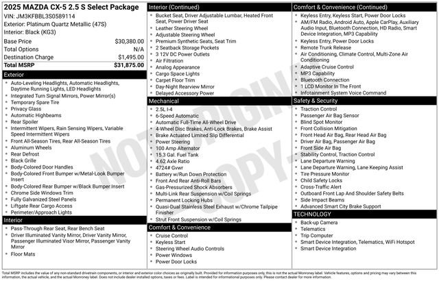 Used 2025 MAZDA CX-5 AWD 2.5 S w/ Select Package image 4