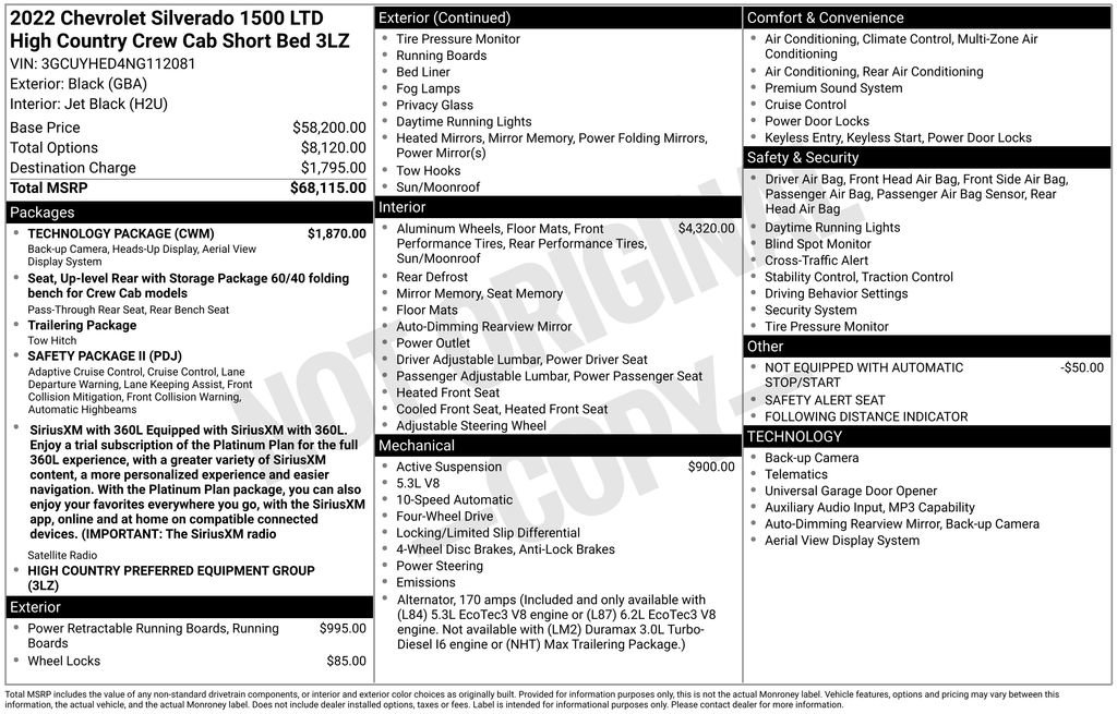 Used 2022 Chevrolet Silverado 1500 High Country w/ Technology Package AWD/4WD image 22