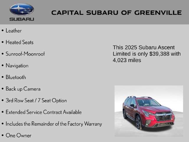 Used 2025 Subaru Ascent Limited w/ Popular Package #1 AWD/4WD image 4