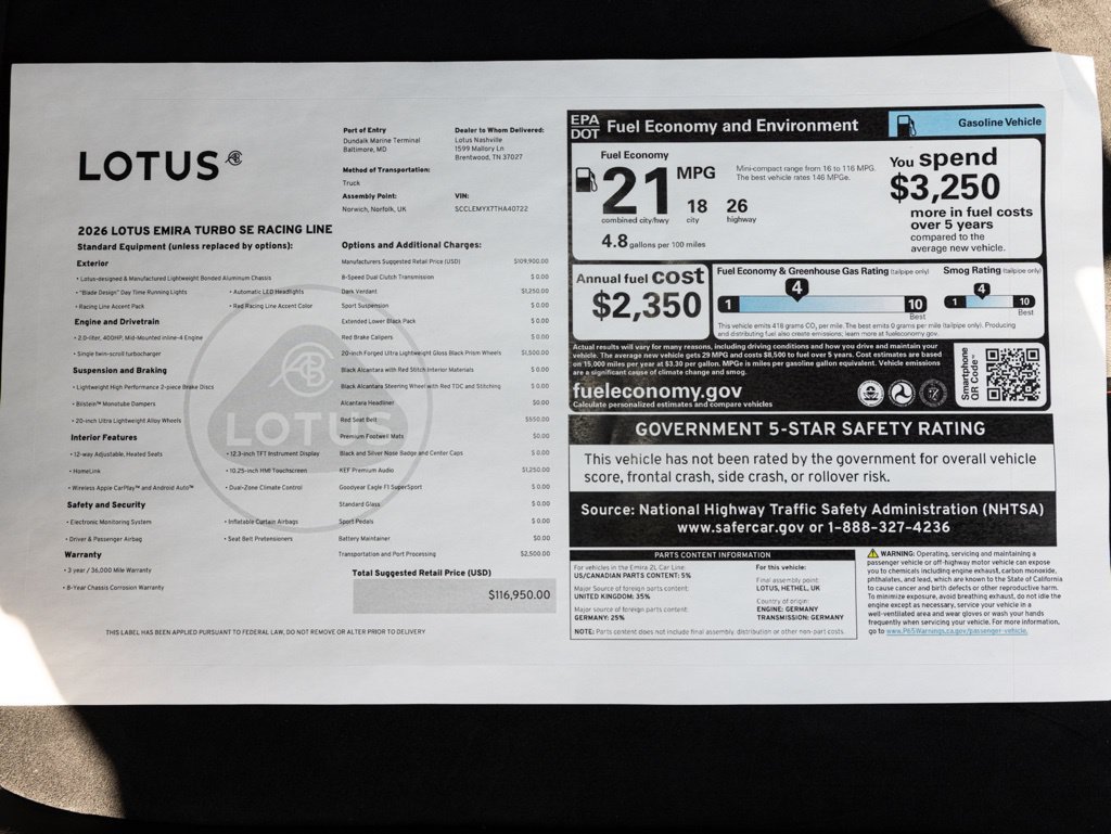 New 2026 Lotus Emira SE RWD image 54