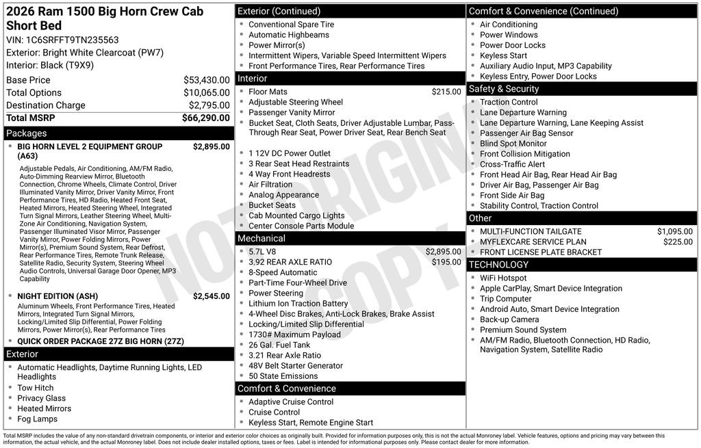 New 2026 RAM 1500 Big Horn AWD/4WD image 3