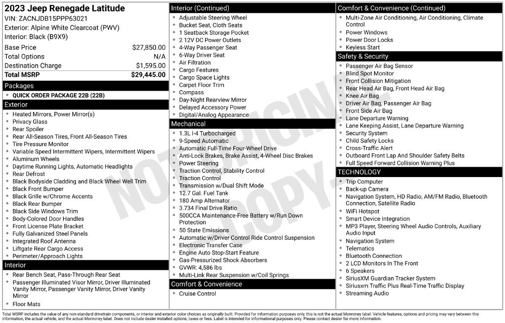 Used 2023 Jeep Renegade Latitude AWD/4WD image 29