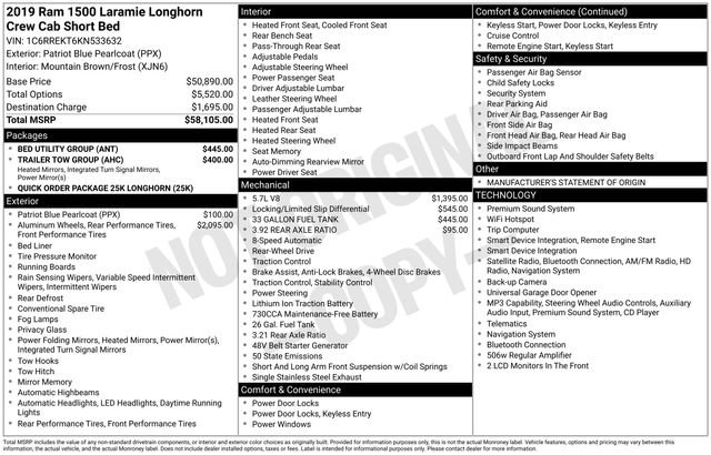Used 2019 RAM 1500 Limited w/ Bed Utility Group RWD image 20