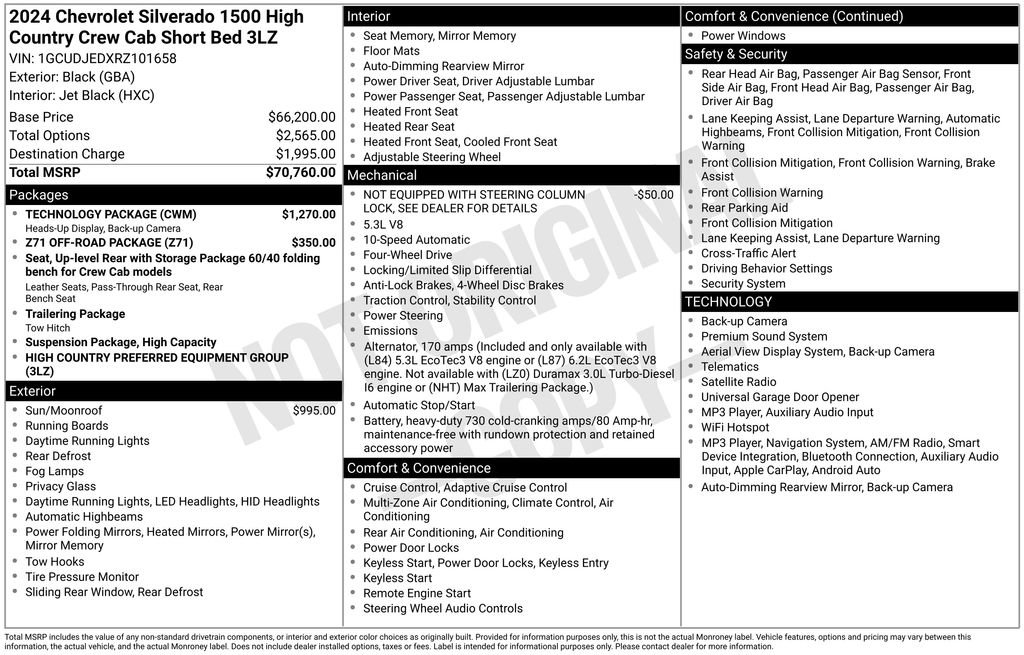 Used 2024 Chevrolet Silverado 1500 High Country w/ Technology Package AWD/4WD image 9
