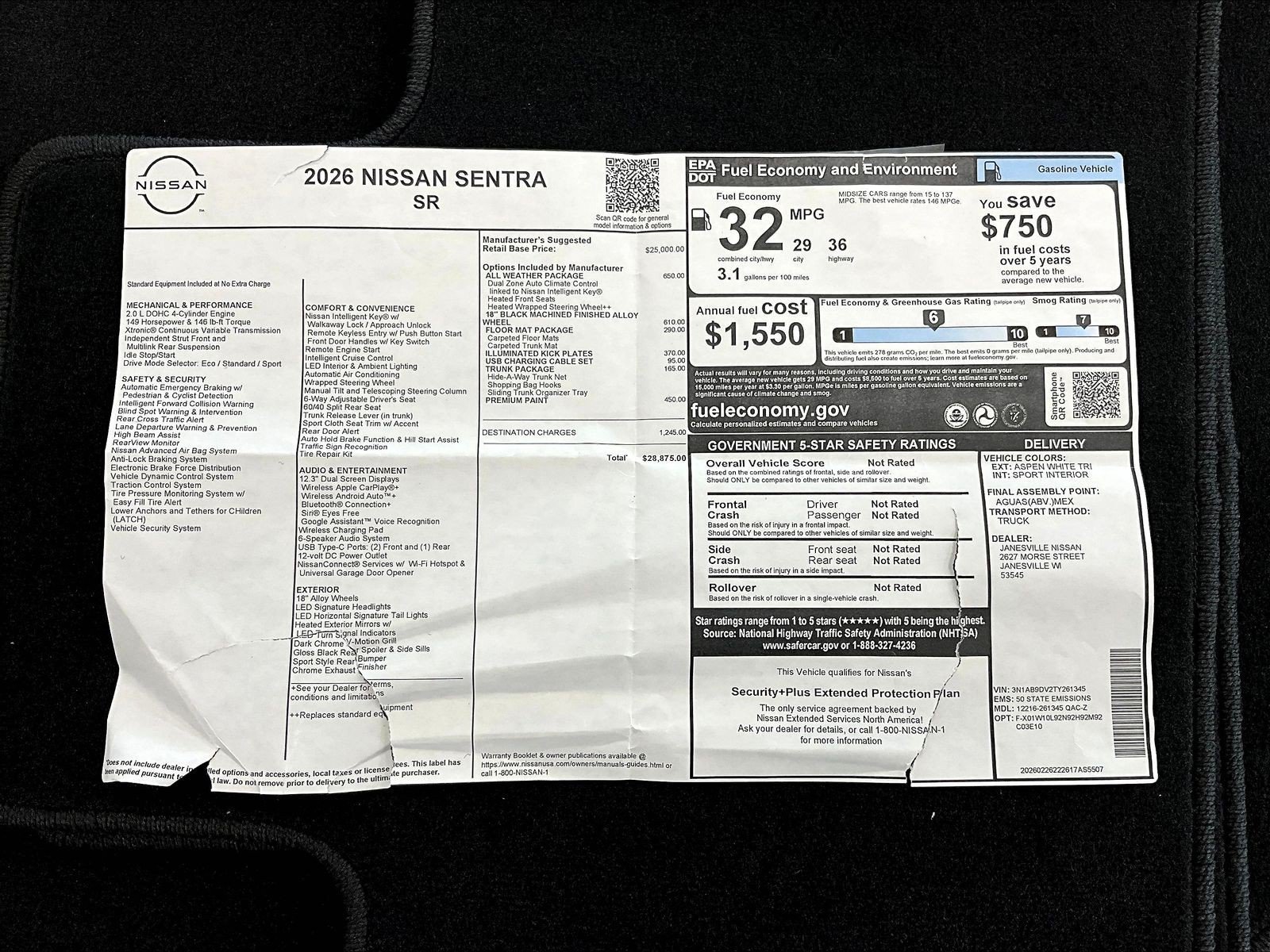 New 2026 Nissan Sentra SR w/ SR All Weather Package FWD image 15