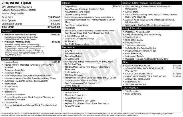 Used 2016 INFINITI QX50 2WD w/ Premium Plus Package image 2