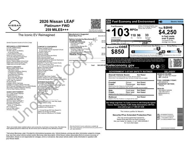 New 2026 Nissan Leaf Platinum+ w/ Cargo Package (Platinum+) image 2