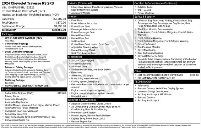 Used 2024 Chevrolet Traverse RS w/ LPO, Floor Liner Package image 19