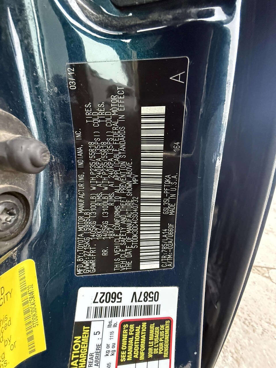 Used 2012 Toyota Sienna Limited image 24