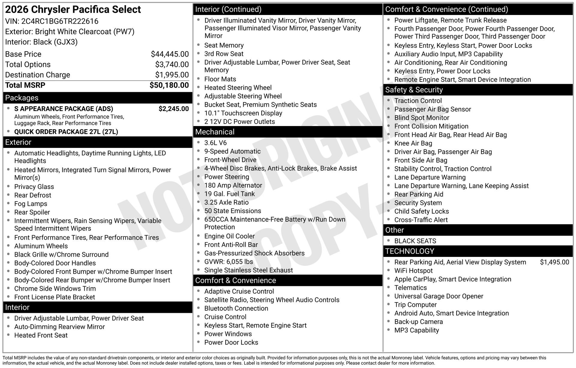 Used 2026 Chrysler Pacifica Select w/ S Appearance Package image 27