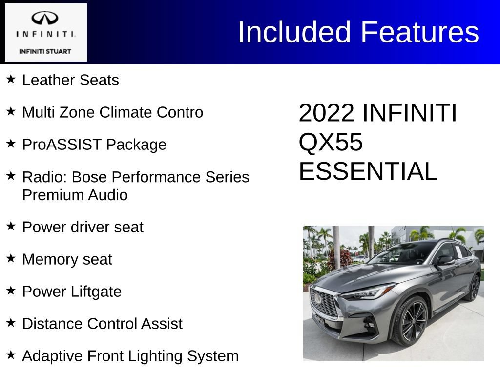 Certified 2022 INFINITI QX55 Essential w/ Proassist Package AWD/4WD image 3