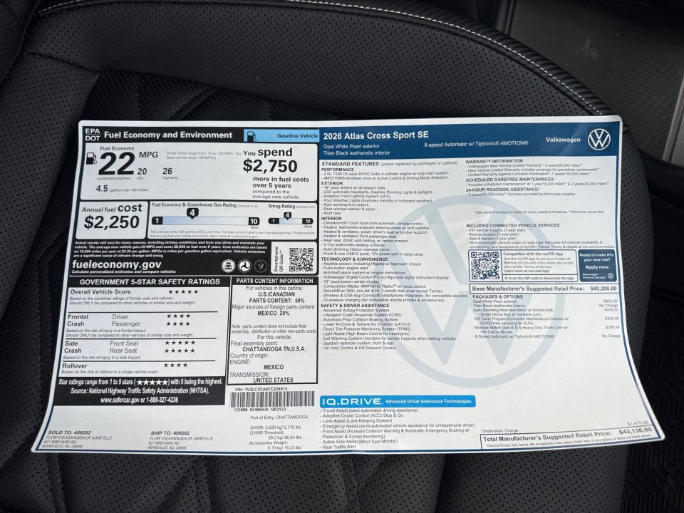 New 2026 Volkswagen Atlas Cross Sport SE image 34
