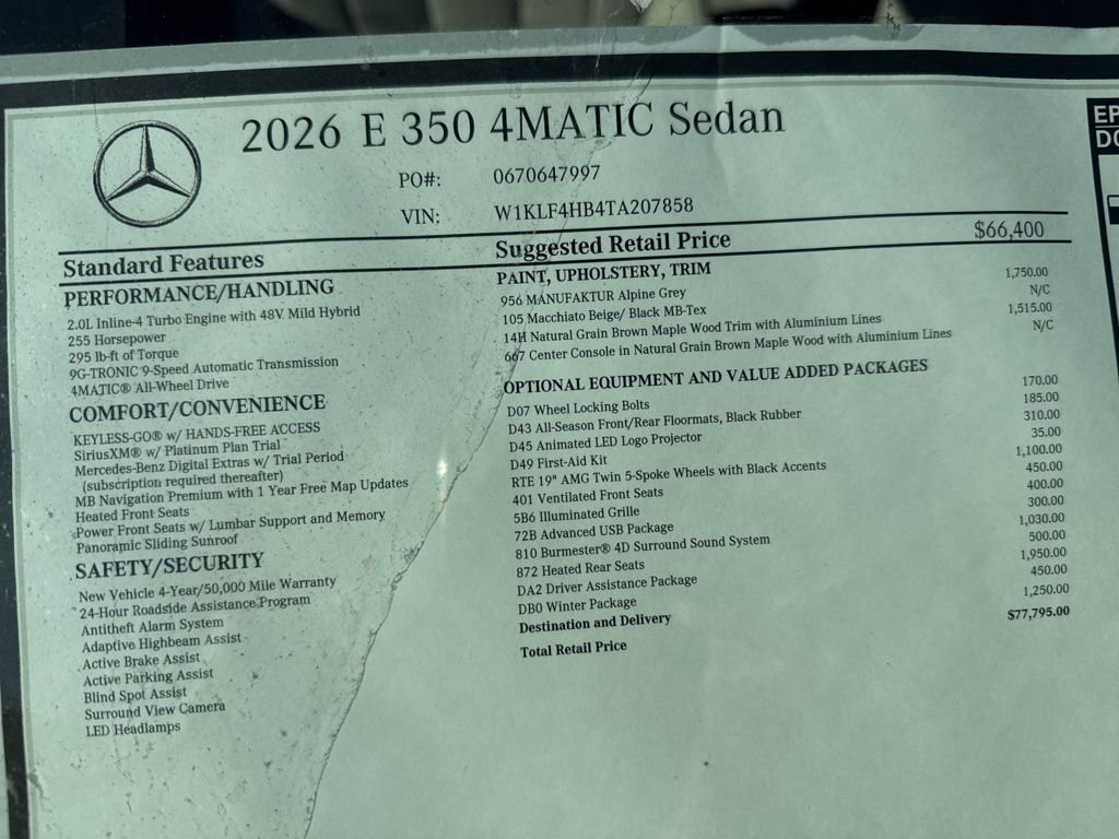 New 2026 Mercedes-Benz E 350 4MATIC Sedan image 11