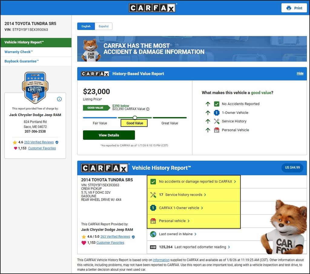 Used 2014 Toyota Tundra SR5 w/ TRD Off Road Package image 10