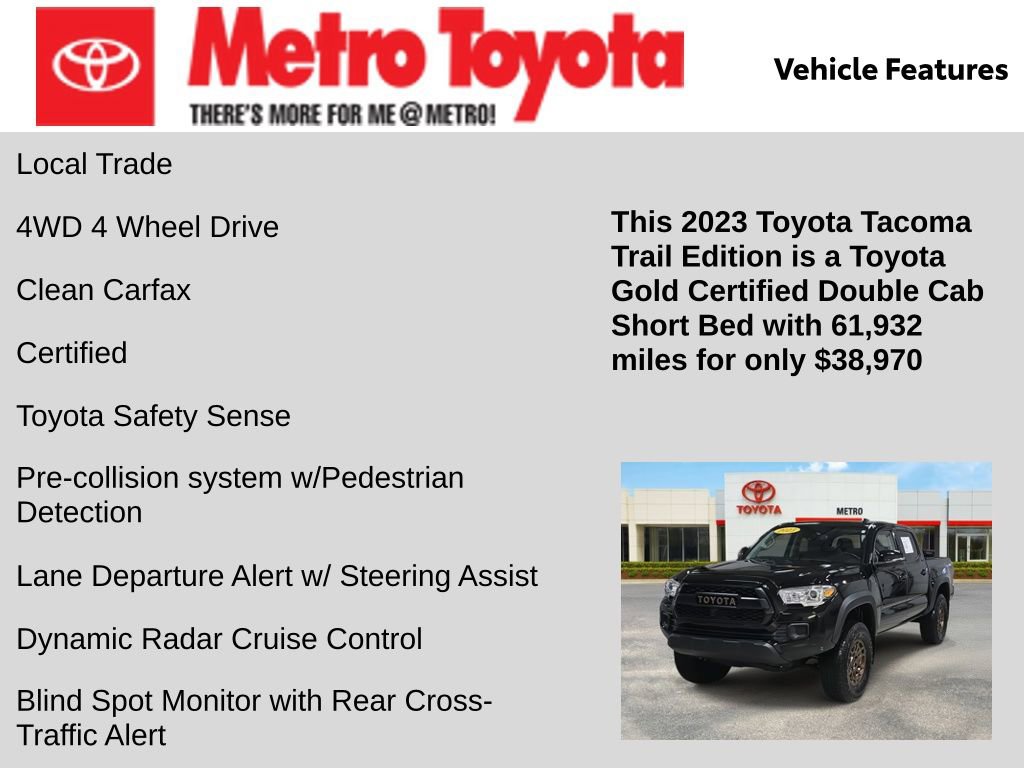 Certified 2023 Toyota Tacoma 4x4 Double Cab w/ Trail Edition image 6