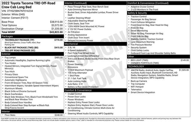 Used 2022 Toyota Tacoma TRD Off-Road w/ Technology Package image 47