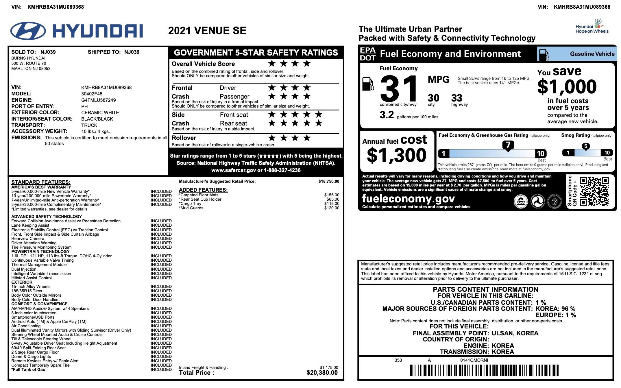 Used 2021 Hyundai Venue SE image 2