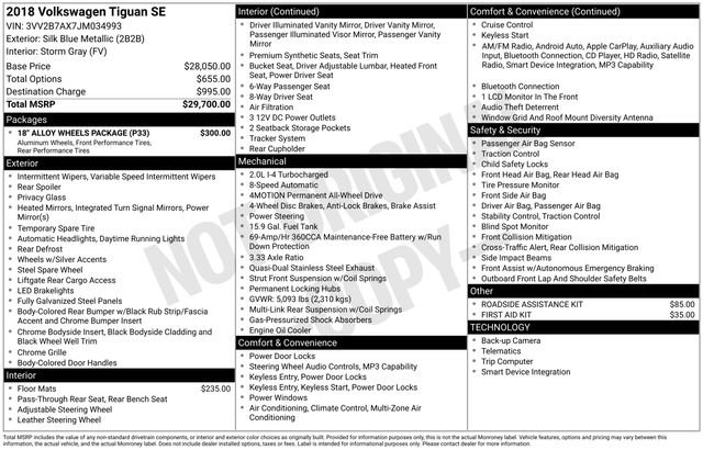 Used 2018 Volkswagen Tiguan SE w/ 18" Alloy Wheels Package image 17