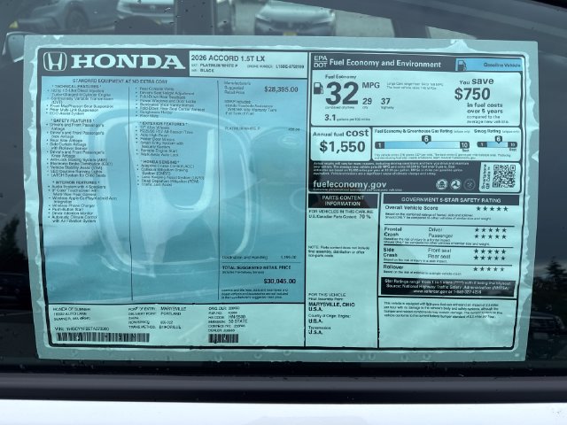 New 2026 Honda Accord LX image 31