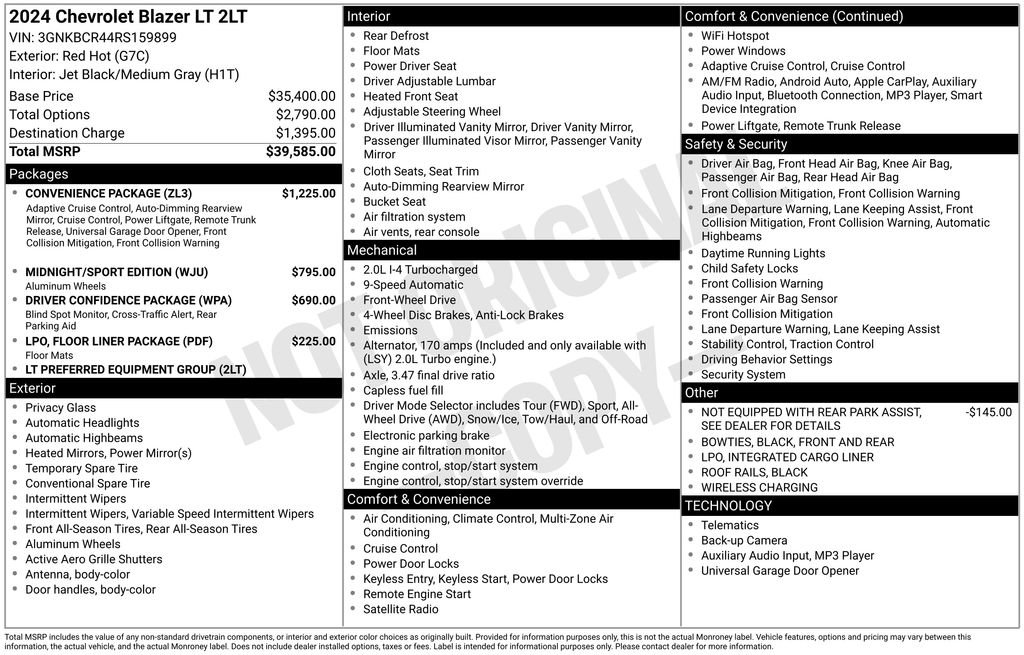 Used 2024 Chevrolet Blazer LT w/ Convenience Package FWD image 19