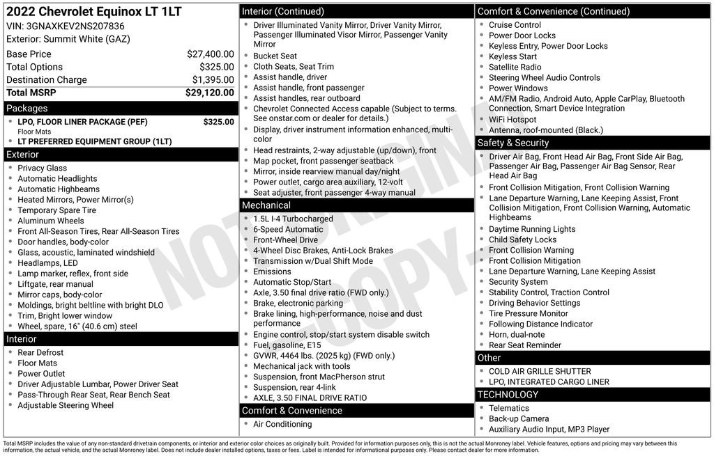 Certified 2022 Chevrolet Equinox LT w/ LPO, Floor Liner Package image 10