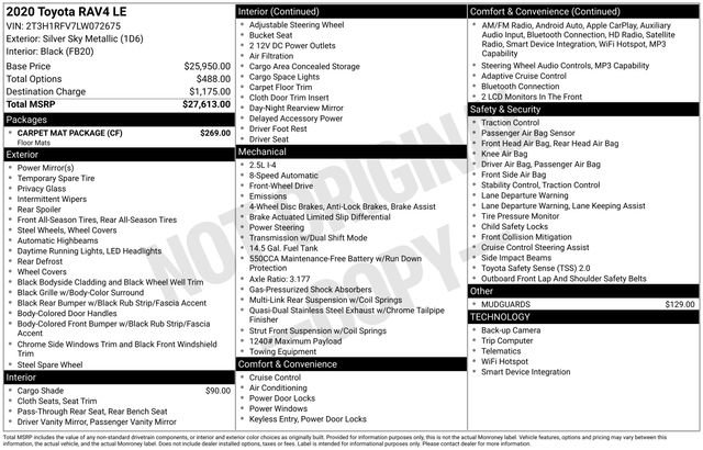 Used 2020 Toyota RAV4 LE w/ Carpet Mat Package FWD image 9