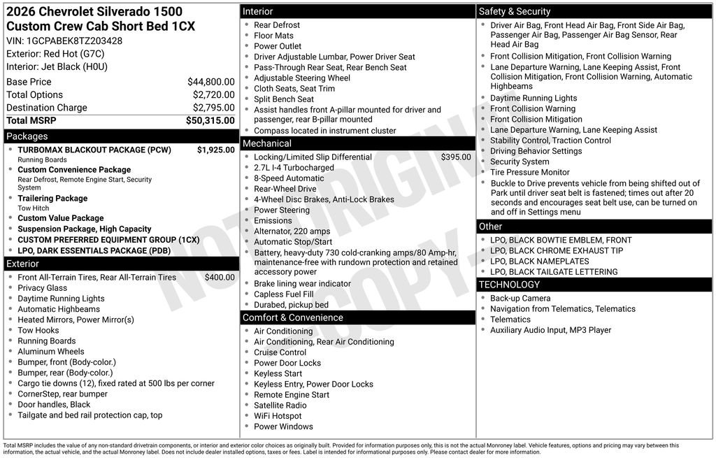 New 2026 Chevrolet Silverado 1500 Custom w/ Turbomax Blackout Package image 26