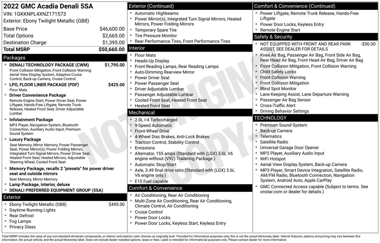 Used 2022 GMC Acadia Denali w/ Denali Technology Package FWD image 32