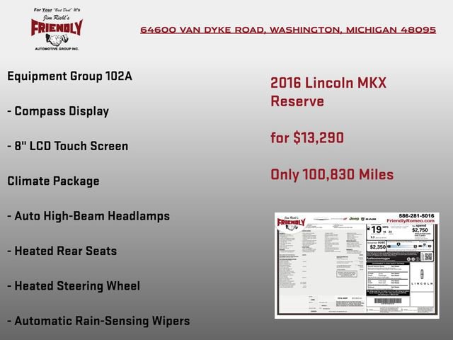 Used 2016 Lincoln MKX Reserve w/ Luxury Package AWD/4WD image 3
