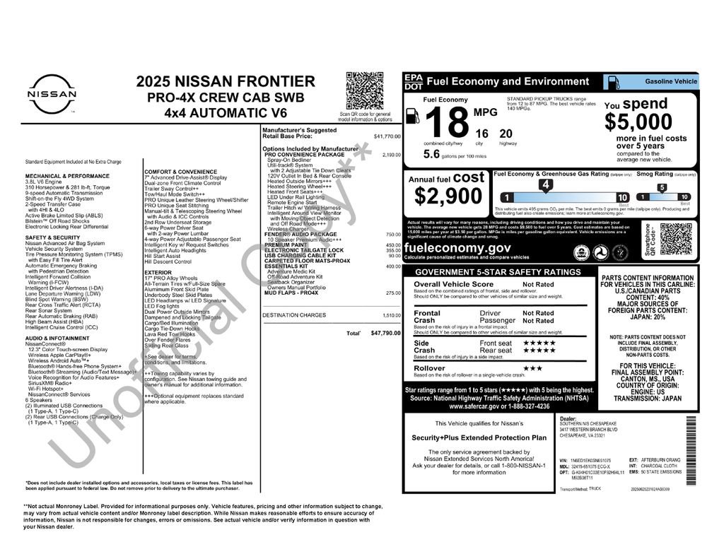 New 2025 Nissan Frontier PRO-4X w/ Pro Convenience Package image 6