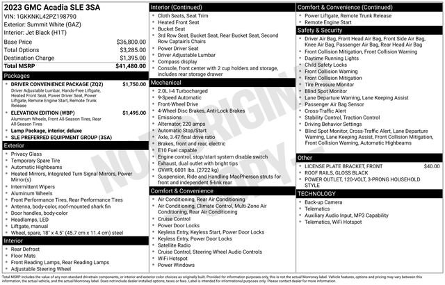 Used 2023 GMC Acadia SLE w/ Driver Convenience Package image 7