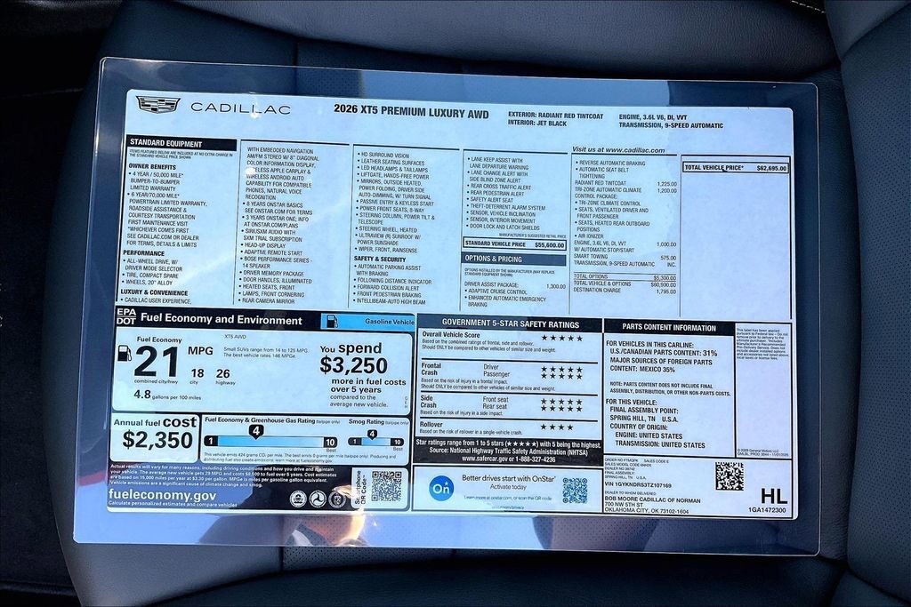 New 2026 Cadillac XT5 Premium Luxury w/ Driver Assist Package image 14