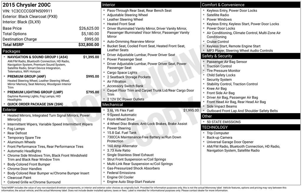 Used 2015 Chrysler 200 C w/ Navigation & Sound Group I FWD image 29