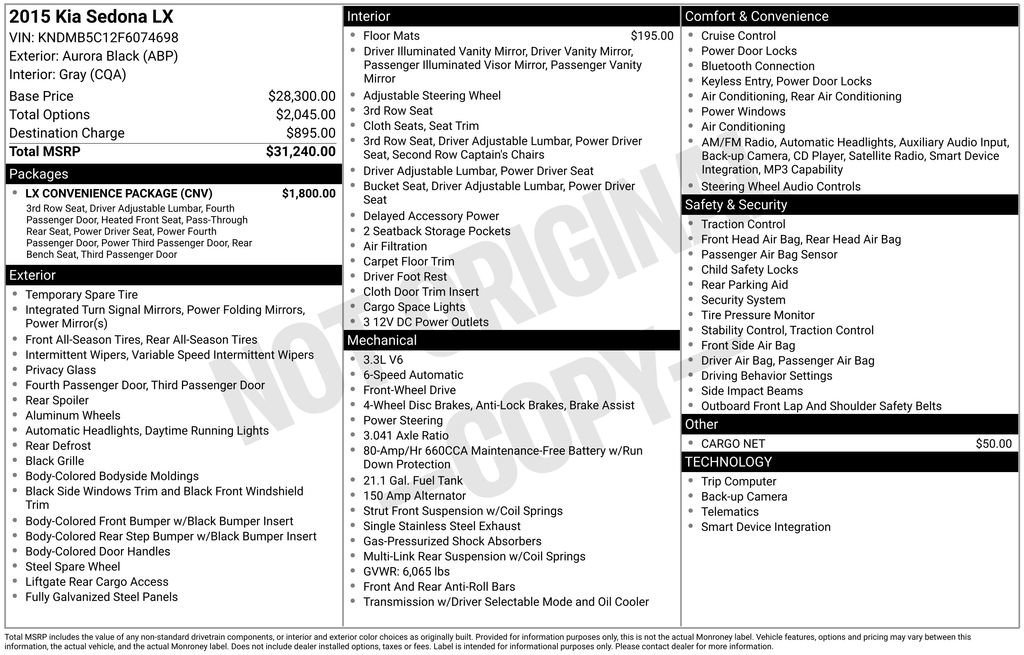 Used 2015 Kia Sedona LX w/ LX Convenience Package image 34