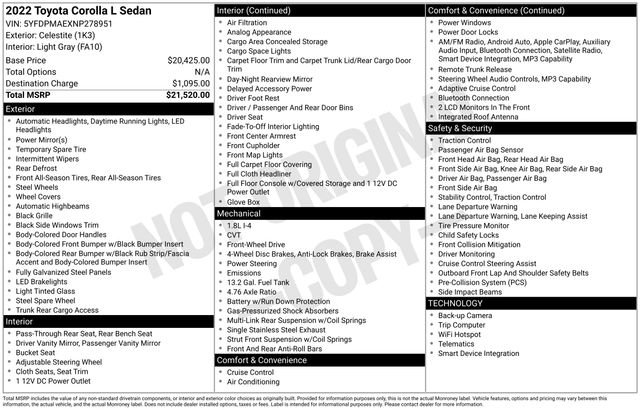 Used 2022 Toyota Corolla L FWD image 10