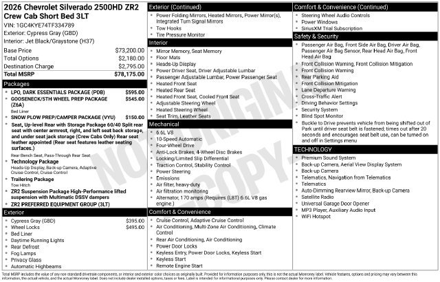 Used 2026 Chevrolet Silverado 2500 ZR2 w/ LPO, Dark Essentials Package AWD/4WD image 2
