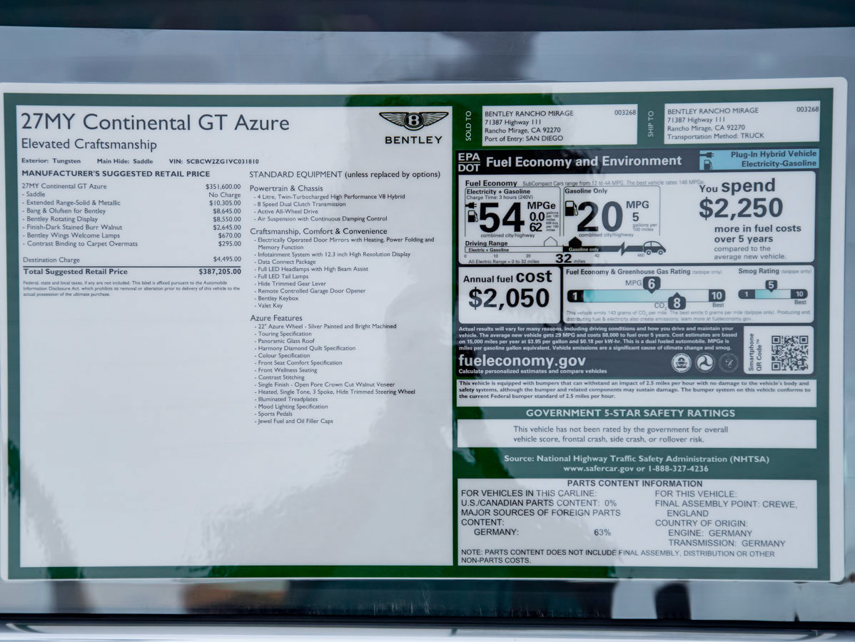 New 2027 Bentley Continental GT AWD/4WD image 43
