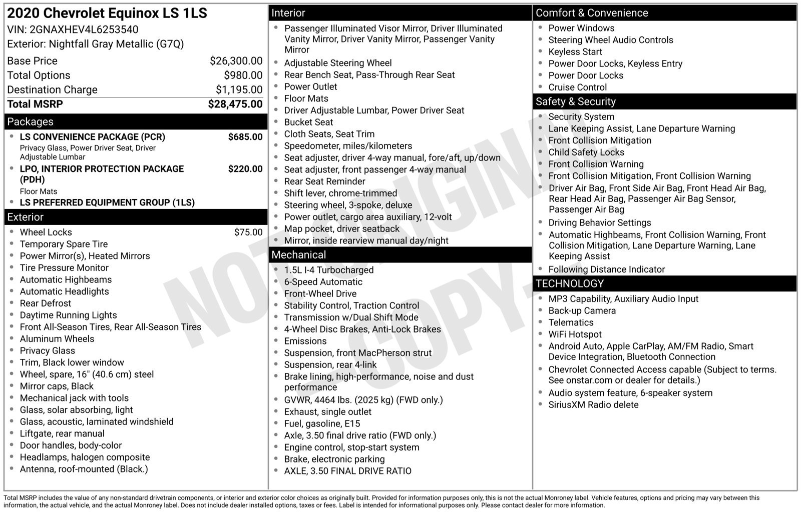 Used 2020 Chevrolet Equinox LS w/ LS Convenience Package FWD image 5