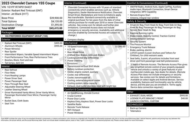 Used 2023 Chevrolet Camaro SS RWD image 38