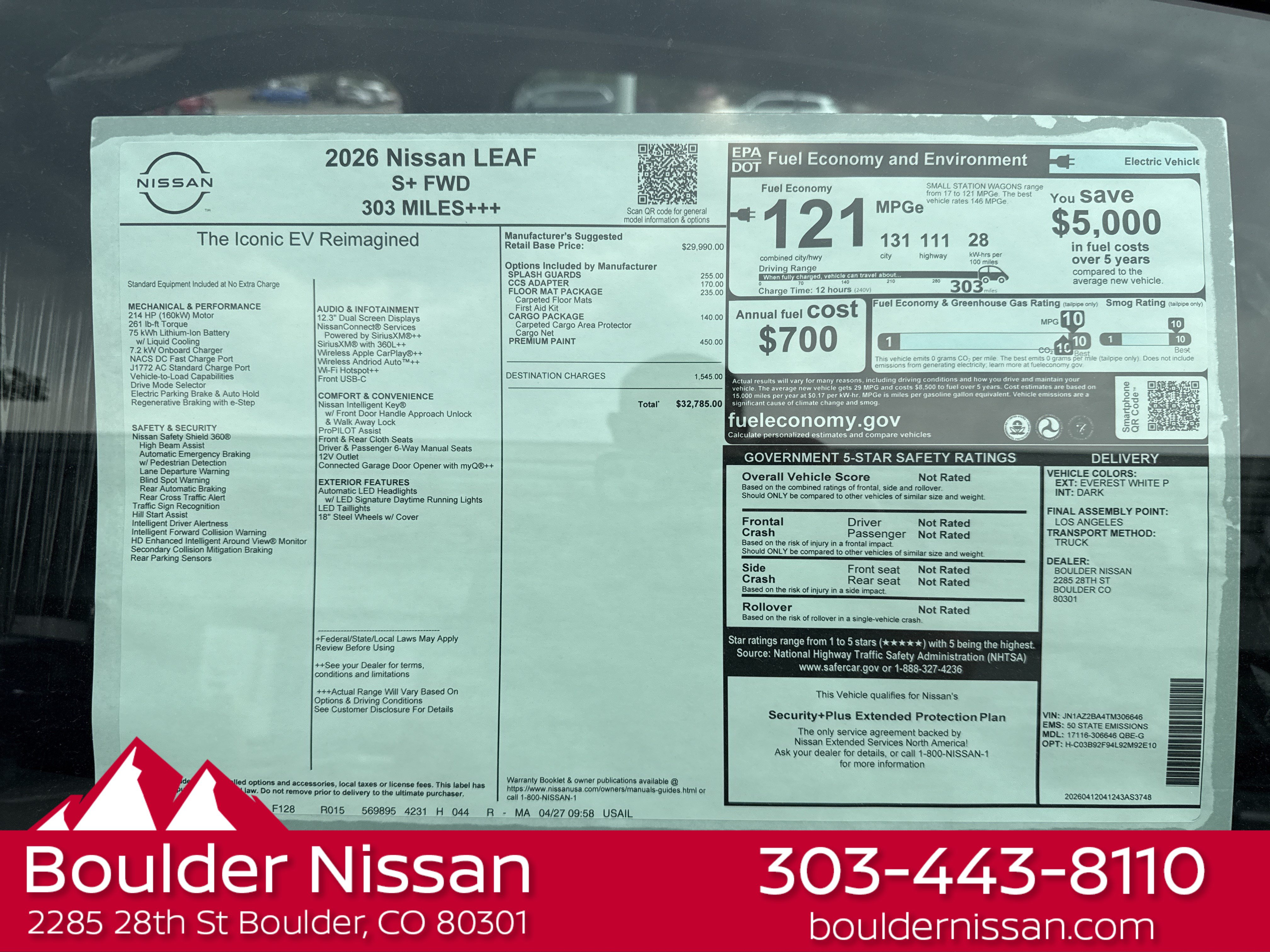 New 2026 Nissan Leaf w/ Floor Mat Package (S+) FWD image 4